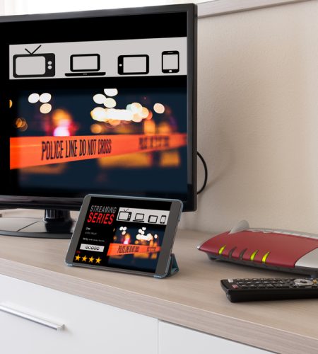 About smart,tv,and,digital,tablet,connected,to,the,internet,modem